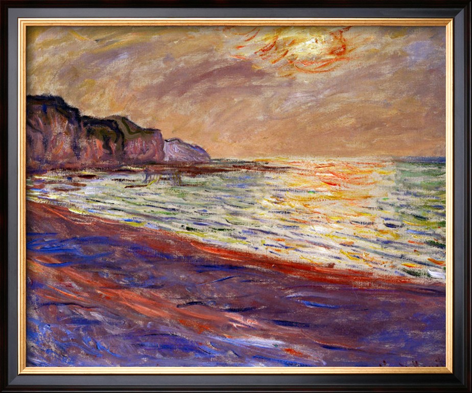 BEACH AT POURVILLE, SUNSET, 1882 - Claude Monet Paintings